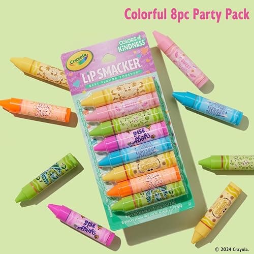 1. Lip Smacker Crayola Party Pack - 8 Moisturizing Lip Balms, Fun Flavors, Hydrating & Protecting, Glossy Finish - Cruelty-Free thumbnail 3