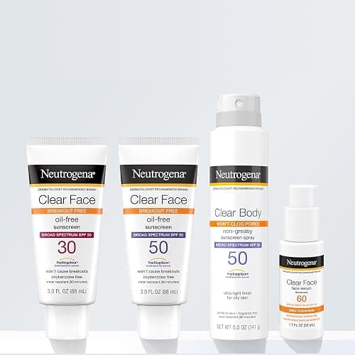 Neutrogena Clear Face Sunscreen Lotion for Acne-Prone Skin, Broad Spectrum SPF 50, Sunscreen for Face & Oily Skin, Oil-,Fragrance- & Oxybenzone-Free, Water Resistant, Matte, Unscented, 3 Fl Oz thumbnail 8
