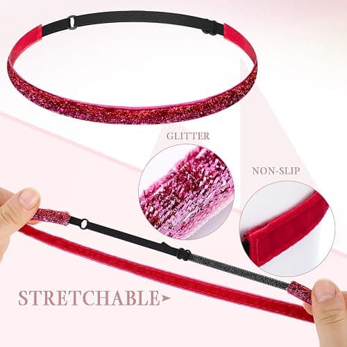 WILLBOND 10 Pcs Glitter Non Slip Running Headbands Girls Elastic Sports Velvet Sparkly Fabric Stretchy Shiny Headband Workout Fashion Hair Accessories for Women Party Favor(0.4 Inches,Multicolor) thumbnail 3