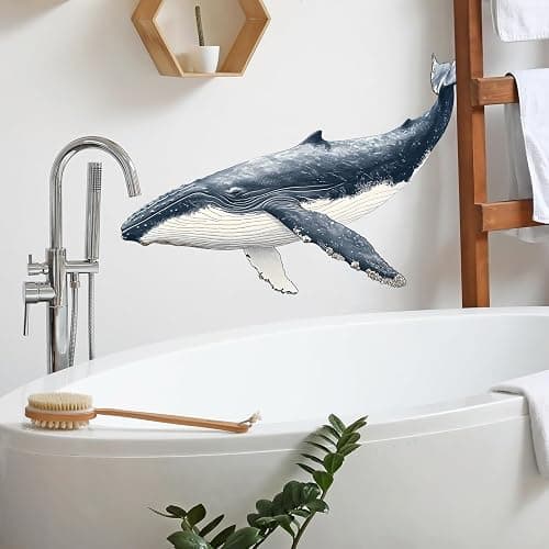RoyoLam Humpback Whale Wall Decals Removable Ocean Theme Vinyl Stickers for Bathroom Nursery and Kids Playroom Realist Style Decor Peel and Stick Wall Art thumbnail 3