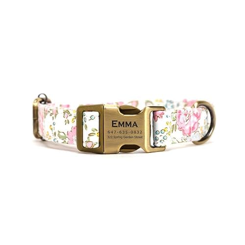 Personalized Dog Collar with Name and Phone Number Engraved,Adjustable Custom Puppy Collar,Organic Cotton Pet Collar for Small Medium Large Boy Girl Dogs - Image 1
