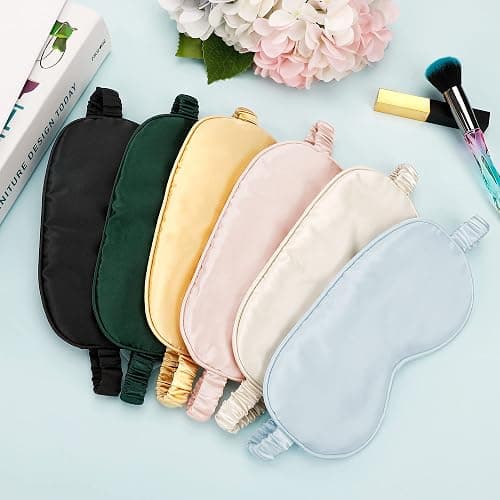 Sleep Masks Silk Sleep Eye Mask Travel Set Soft Sleeping Eye Mask with Hair Scrunchie Head Band and Travel Pouch for Girls Ladies 4 Pcs Apricot thumbnail 6