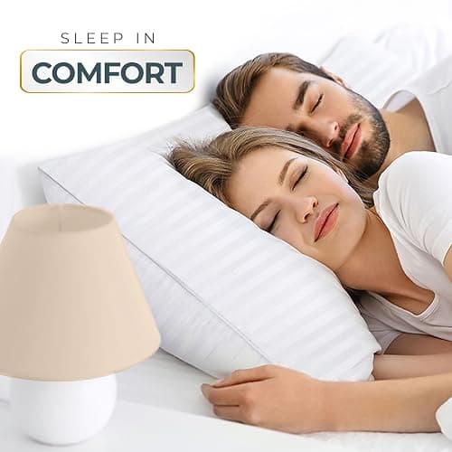 Utopia Bedding Hotel Bed Pillows for Sleeping, Pillows Queen Size Set of 2 | Down alternative pillows, cooling hotel quality, luxury comfort for back, side & stomach sleepers, Premium Stripes, White thumbnail 6