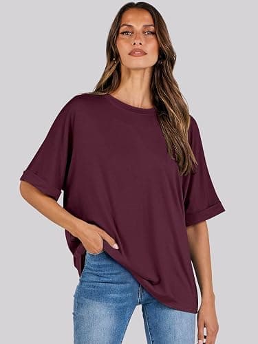 ANRABESS Womens Tops Oversized T Shirts Short Sleeve Crewneck Summer Casual Loose Basic Tee Shirt 2025 Trendy Fashion Clothes thumbnail 5