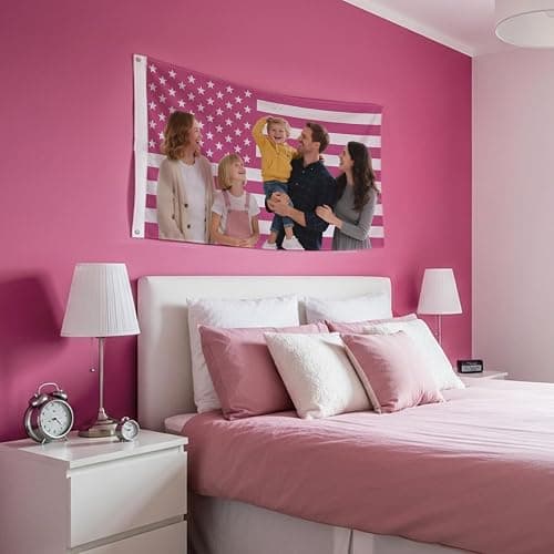 Custom Pink American Flag 3x5 Ft Double Sided Outdoor, Personalize Print Your Own Text/Photo/Logo, Customized Flags for Outside, Design Your Image for Funny Tapestry Poster Banners thumbnail 2
