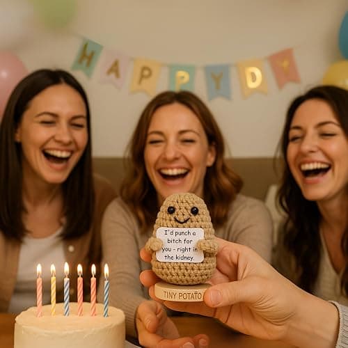 Funny Friendship Gift - Tiny Potato with 30 Sassy Messages for Women Friends Bestie BFF Bestfriend Coworkers - Best Friend Birthday Gifts for Women Men Her Him Sister Classmate - Positive Crochet thumbnail 2