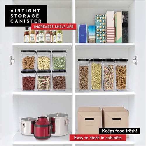 DWËLLZA KITCHEN Airtight Food Storage Containers with Lids – 6 Piece Set Air Tight Kitchen Storage Containers for Pantry Organization and Storage - Clear Plastic BPA-Free - Keeps Food Fresh & Dry thumbnail 3