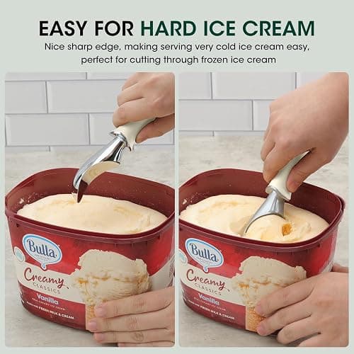 Beneno Heavy Duty Ice Cream Scoop - Upgraded Anti-Fracture Design, Comfortable Grip Long Handle, Effortless Scooping & Dishwasher Safe, Cream thumbnail 3
