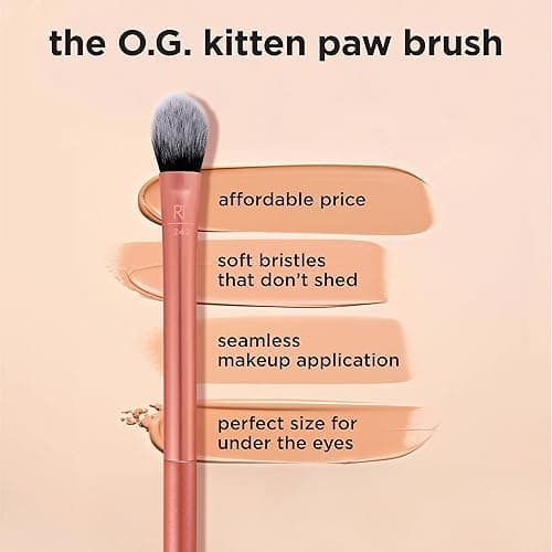 Real Techniques Brightening Concealer Makeup Brush, Viral Kitten Paw Brush Conceals Under Eyes, & Imperfections, Cover Dark Circles, For Brightener & Concealer, RT 242 Brush, Cruelty-Free, 1 Count - Brightening Concealer & Eye Creams Makeup Brush, 1PC thumbnail 4