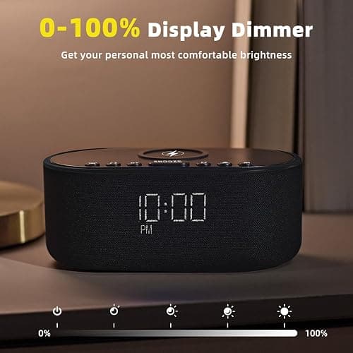 Sound Machine Alarm Clock for Bedrooms: Bluetooth 10W Stereo Sound Speaker with Wireless Charging - White Noise Machine for Sleeping with 21 Soothing Sounds - Black thumbnail 6