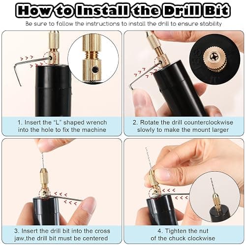 Lanties Electric Resin Drill Set, Including 300 Gold Silver Eye Screws, 10 Twist Drill Bits Tools, Electric Mini Drill with Wrench Hex Pin Vise for Casting Resin DIY Molds Keychain Craft Making thumbnail 5