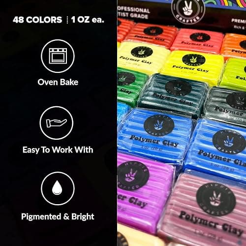 Polymer Clay Set - 48 Colors Oven Bake Clay, Colorful Modeling Clay Kit with 5 Tools for Sculpting, Jewelry Making, Beads, Earrings, Molds, and Crafts thumbnail 3