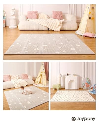 Joypony Baby Play Mat 79x 71 Inch, Extra Large Foldable Play Mats for Babies and Toddlers, Waterproof & Anti-Slip Portable Baby Floor Mat for Tummy Time, Non Toxic Foam Play Mat for Floor Travel Bag thumbnail 7