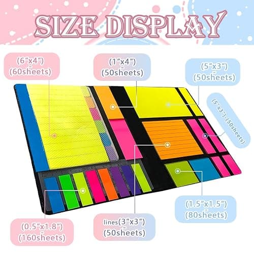 Sticky Notes Set 710 Pack, Divider Sticky Notes Tabs, Office Supplies, Planner Sticky Note Dividers Tabs, Book Notes, Back to School Supplies (710pcs) thumbnail 3