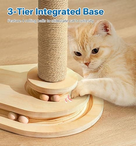 Made4Pets Kitten Toy Scratching Post with Self Groomer for Indoor Cats | Interactive Cat Scratching Post with Self Groomer, Cloud Perch, Natural Sisal Rope and Rolling Ball Track, Modern Home Décor thumbnail 5