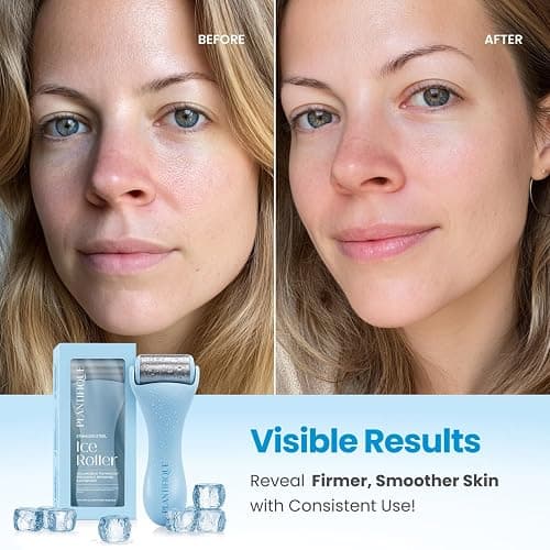 PLANTIFIQUE Ice Roller for Face & Eyes - Reduce Puffiness & Rejuvenate Skin | Stainless Steel Face Roller with Cooling Gel Beads - Lymphatic Drainage Massager - Cold Therapy for Skin thumbnail 2
