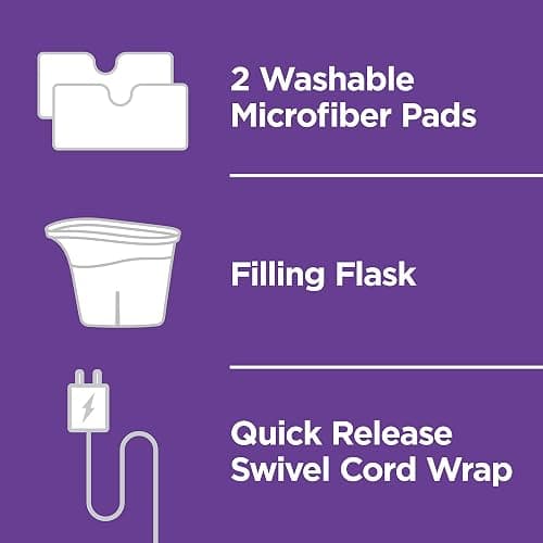 Shark Steam Pocket Mop with 2 Washable Double-sided Pads, Chemical-Free Cleaning, Swivel Steering, Lightweight, Steam Cleaner for sealed Hard Floors, Hardwood, Marble, Tile, Purple, S3501 - Steam Pocket Essentials thumbnail 12
