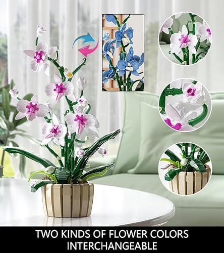 Icons Orchid Flowers Building Set, Exquisite Orchid Bonsai for Adult- Compatible with Lego Flowers, Ideal for Mothers Day Display (1192pcs) thumbnail 3