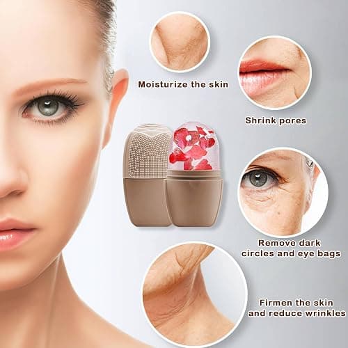 XHJRI Ice Face Roller Massager,Ice Cube Roller for Face, Eyes and Neck Naturally Conditioning and Skin Care,De-Puff Eye Bags,Reduce Migraine Pain,Reusable Massage Silicone Ice Mold (New Coffee) thumbnail 6