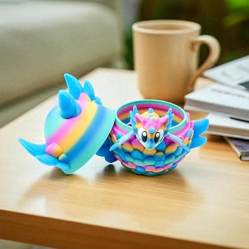 Articulated Dragon with Fantasy Egg – 3D Printed Mythical Creature Gift, Posable Jointed Companion, Collectible Detailed Shelf or Desk Decoration - For Adults (Celestial Glow Dragon + Egg) thumbnail 5