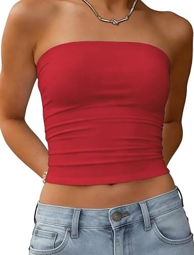 Matunana Womens Tube Tops Summer Crop Cute Y2K Strapless Backless Basic Bandeau 2026 Trendy Going Out Vacation Outfits thumbnail 2