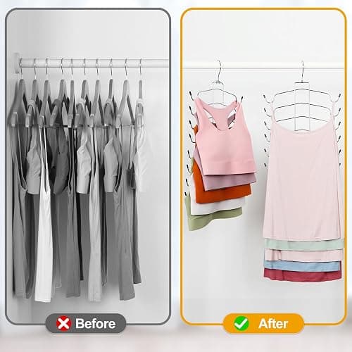 TOPIA HANGER 2 Pack Tank Top Hanger, 8 Layers Bra Hanger Space Saving, Sport Yoga Bras Holder, Closet Organizers and Storage for Camisoles Tank Tops Sports Yoga Bras Swimsuits, Silver CT79B thumbnail 3