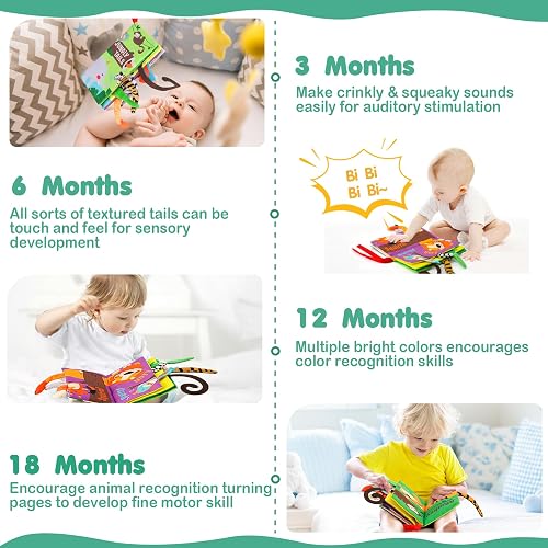 beiens Baby Books Toys, Touch and Feel Crinkle Cloth Book for Infant Baby 0-3-6-12-18 Months, Early Development Interactive Stroller Soft Toys, Newborn Gifts for Boys Girls thumbnail 4