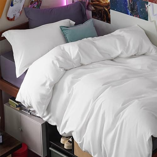 Bedsure Duvet Cover Twin/Twin XL Size for Kids- Extra Soft Double Brushed Bedding Set with Zipper Closure, 2 Pieces, Includes 1 Duvet Cover (68"x90") & 1 Pillow Sham, Comforter Not Included, White - Image 1