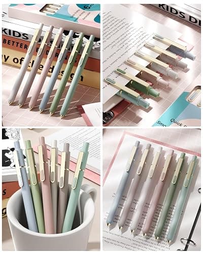 SUNEE Gel Pens, 6 Pack 0.5mm Pens Fine Point Smooth Writing Pens with Quick-Dry Black Ink, Cute Aesthetic School Office Note-Taking Pens for Journaling - Morandi thumbnail 7