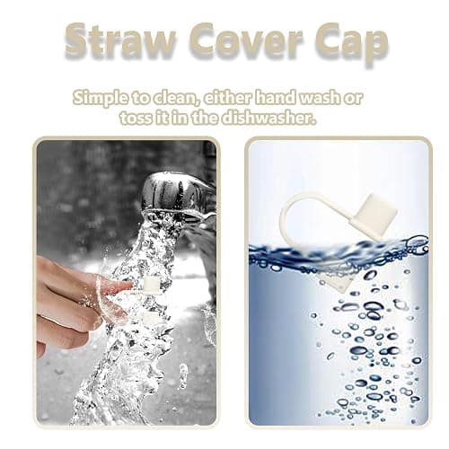 GGDECA 7Pcs Straw Cover Cap for Stanley Cup,Simple 10mm(0.4inch) Silicone Straw Toppers for Stanley 40&30oz Tumbler Accessories-White Grey thumbnail 5