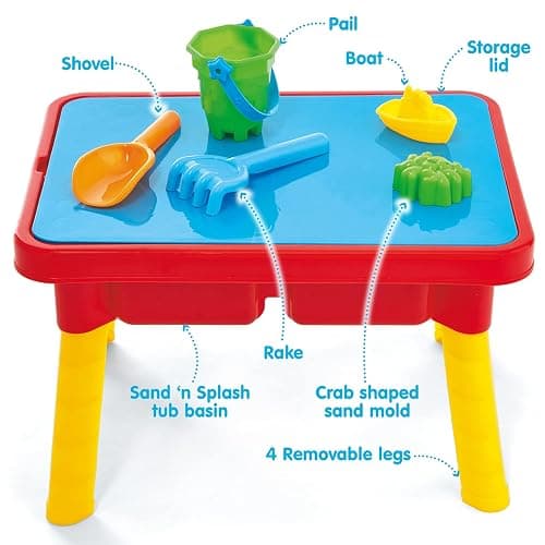 Toddler Sensory Kids Table with Lid | Sensory Bin | Kidoozie | Mega Block Compatible Lid | Indoor Outdoor Use , Red, G02521 17 x 12.5 x 11 inches thumbnail 3