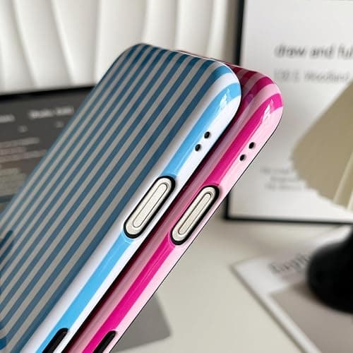 Longlayss Compatible with iPhone 17 Pro Case Cute Aesthetic Striped Phone Case for Women Girl Shockproof Slim TPU and Hard PC Protective Cover (Blue) thumbnail 7