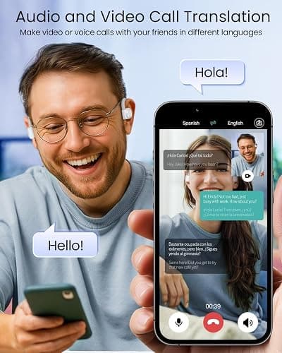 AI Translation Earbuds Real Time 164 Languages 80H Playtime Translator Ear Buds Audifonos Traductores Inglés Español Wireless Earphones Bluetooth AI Headphone for Travel Meeting Learning K08 White thumbnail 4