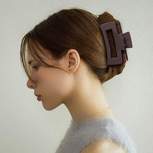Mandydov 8 Pcs Large Hair Claw Clips 4.1" Non-slip Big Square Matte Hair Claw Clip Black Grey Claws for Women, Strong Hold for Thick Thin Hair thumbnail 6
