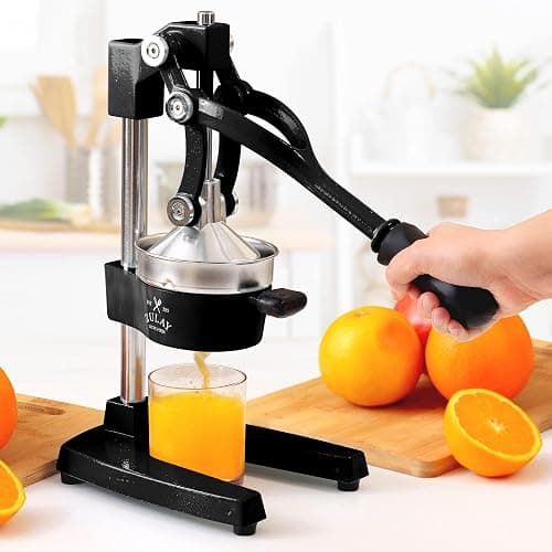 Zulay Kitchen Cast-Iron Orange Juice Squeezer - Easy-to-Clean, Heavy-Duty, Professional Citrus Juicer - Stainless Steel Lemon Squeezer - Manual Citrus Press & Orange Squeezer - Orange Juicer (Black) thumbnail 2