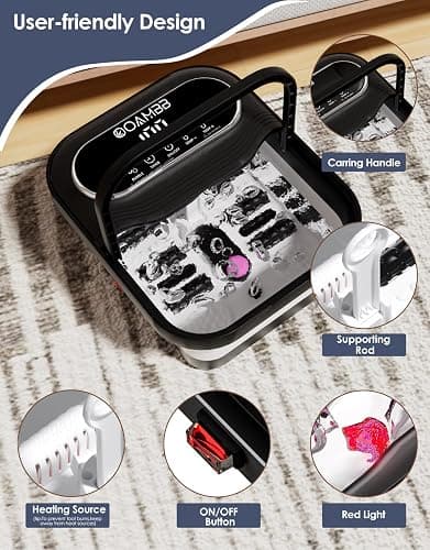 OOAMBB Collapsible Foot Spa with Heat, Bubble and Temp Control, Foot Bath Massager with XL Touch Screen and Massage Rollers, Foot Soaking Tub, Pedicure Foot spa for Stress Relief (Black) thumbnail 5