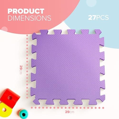 kidoola Foam Baby Play Mat (29x29cm) – Thick & Soft EVA Foam Interlocking Floor Tile Matting for Children – Large Multi Colour, Safe & Comfortable 7mm Thick Play Flooring (27pc) thumbnail 3