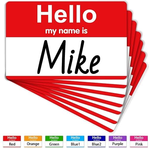 200 Pcs Name Tags Sticker, 3.5" x 2.25" Hello My Name is Stickers, Large Nametag Badge Red Adhesive Hello Name Tag Stickers Label for Office, Meeting, School, Teachers and Mailing - Image 1