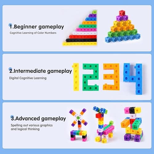 TOMMYHOME Math Linking Cubes with Box 301PCS, Preschool Math Manipulative, Kids Counting Blocks Play Set, Suitable for Learning Educational Supplies in Kindergarten. Great Gift for Boys & Girls (1) thumbnail 3