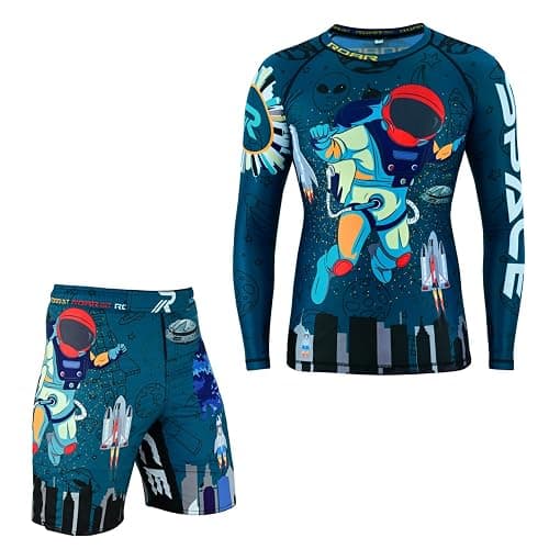 ROAR-INT MMA Rash Guard & BJJ Shorts Set Kids Fight Training Grappling Wear Jiu Jitsu Gi Trunks Outfit Set - Image 1