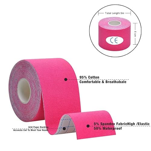 Kinesiology Tape - 5 Rolls Set, Lychee Elastic Therapeutic Sports Tape for Shoulder, Knee, Elbow Pain Relief, Latex Free, Water Resistant, Breathable, 2" x 16.4 feet Per Roll thumbnail 2