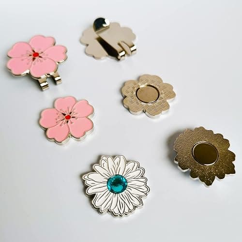 Eshan Magnetic Golf Ball Markers and Novelty Hat Clip Set Flower Glove Hat Shape Clip Golf Bag Accessories Court Gift for Men Women Golfer thumbnail 4