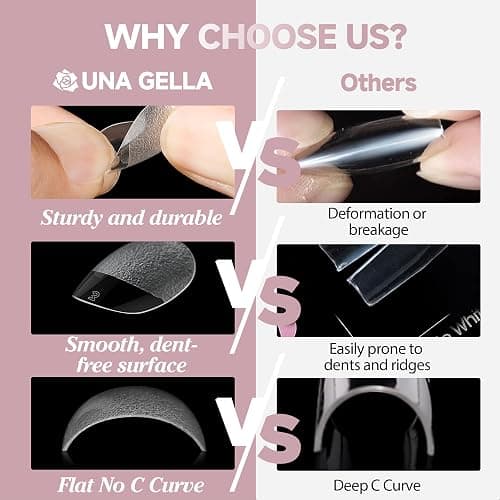 UNA GELLA Oval Round Nail Tips Half Matte 504pcs Gel Nail Tips | Short Oval Round Nail Extension Easily DIY False Fake Acrylic Press On Nails, 12 Sizes Gelly Tips thumbnail 6