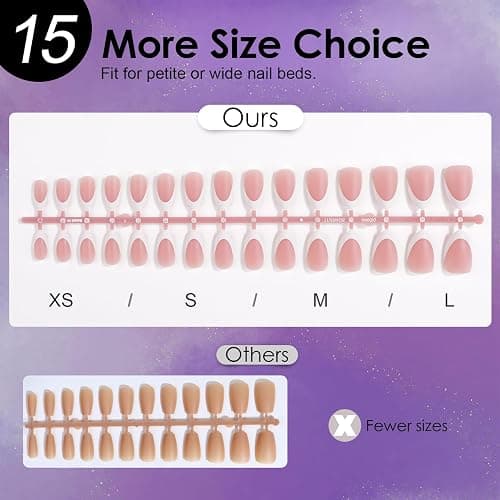 Canvalite French Tip Press on Nails - 300Pcs Pre-Colored Short Gel Nail Tips, Quick and Easy Almond Fake Nails With Designs, DIY French Tip, Pink White thumbnail 7