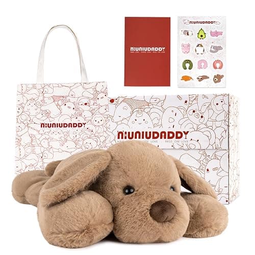 Niuniu Daddy Weighted Dog Stuffed Animals for Anxiety, 3.3lb Weighted Plush Dog Toy Pillowfort for Adults Kids Girls Boys, Large Stuffed Puppy Plush Pillow as Gift for Valentine Include Bag Sticker - Image 1