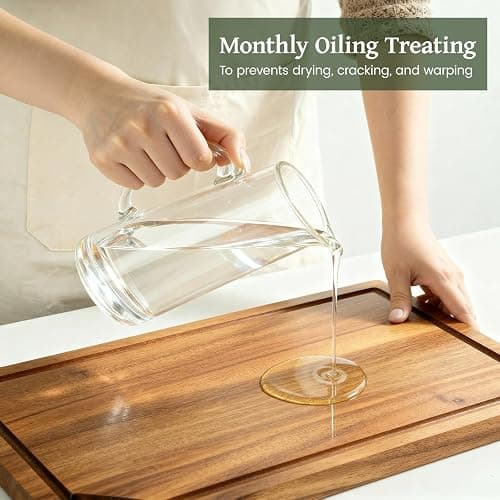 Kikcoin Wood Cutting Boards for Kitchen, 3 PCS Wooden Cutting Board Set with Holder, Chopping Board with Built-In Compartments and Juice Groove, Solid Charcuterie Board Serving Tray Wood Butcher Block thumbnail 9