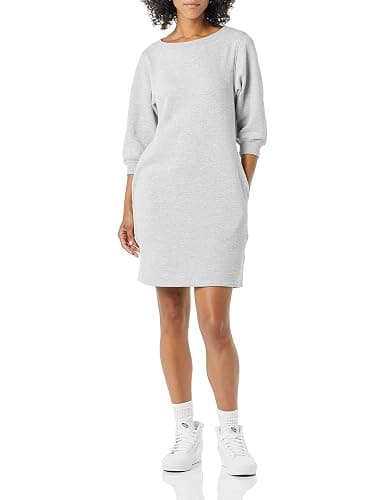 Amazon Essentials Women's Fleece Blouson Sleeve Boatneck Sweatshirt Dress (Available in Plus Size) - Image 1