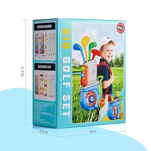 PJG Toddler Golf Set, Plastic Kids Golf Clubs 3-5 with 4 Golf Clubs and 10 Balls, Indoor and Outdoor Golf Toys with Cart for Toddlers Boys and Girls Aged 1 2 3 4 5 Years Old Birthday thumbnail 8