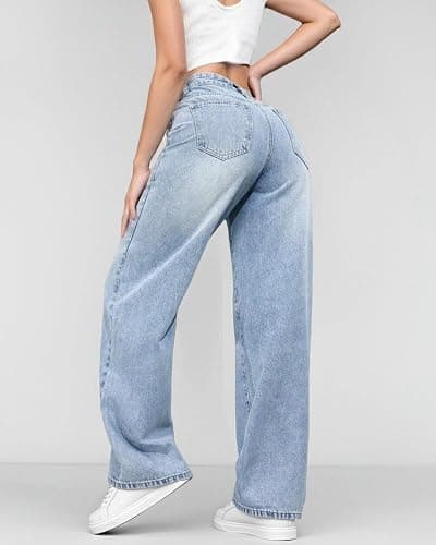 ZendEsltenx Baggy Jeans for Women Wide Leg Trendy Loose Cropped Denim Pants Y2K Boyfriend Jeans thumbnail 3