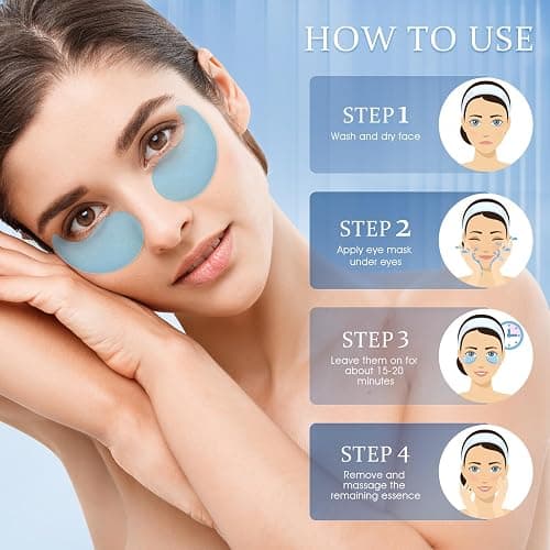 YOYORY Under Eye Patches Masks - for Dark Circles, Puffy Eyes, Fine Lines, Wrinkles, Eye Bags Treatment with Collagen and Hyaluronic Acid,Firming & Cooling, Moisturizing and Hydrating (60 Pcs) Blue thumbnail 4
